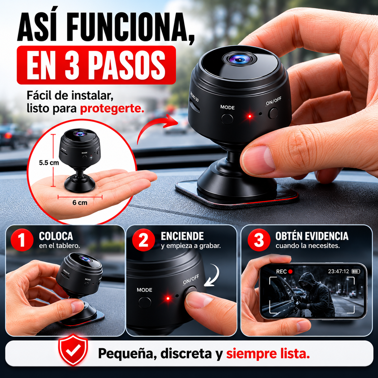 EvidenCar™ 🎦 Tu evidencia cuando más la necesitas - Camara Wifi